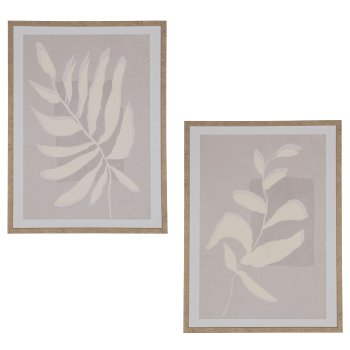 Canvas mural FARN, wooden frame, 2 assorted, 45x60x2.5cm, white