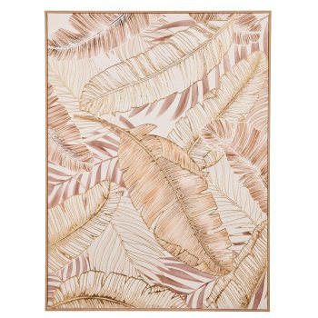Wall Art GOLDEN LEAVES with PS frame, 60x80x3.5cm, gold