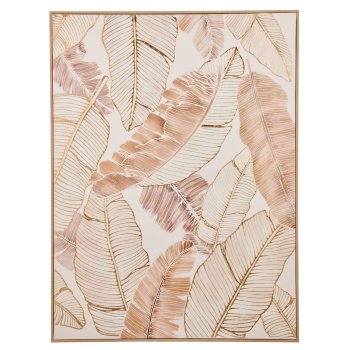 Wall Art GOLDEN LEAVES with PS frame, 60x80x3.5cm, gold