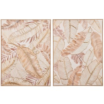 Wall Art GOLDEN LEAVES with PS frame, 60x80x3.5cm, gold