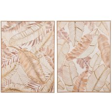Wall Art GOLDEN LEAVES with PS frame, 60x80x3.5cm, gold