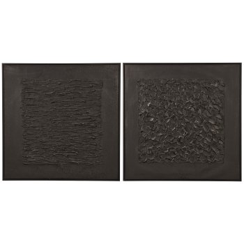 Wall Art BLACKNESS with PS frame, 80x80x3cm, black