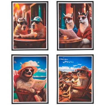 Canvas Wandbild FUNNY ANIMALS in PS Rahmen, 4fa.so., 45x60x2,2cm, bunt, Lepuro