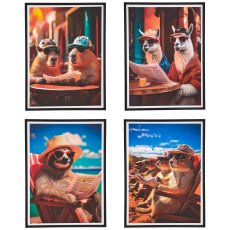 Canvas Wandbild FUNNY ANIMALS in PS Rahmen, 4fa.so., 45x60x2,2cm, bunt, Lepuro
