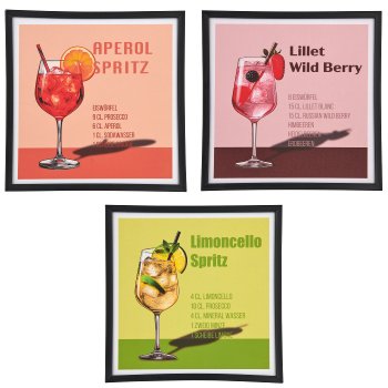 Canvas Wandbild COCKTAILS in PS Rahmen, 3fa.so., 30x30x2cm, bunt, Lepuro