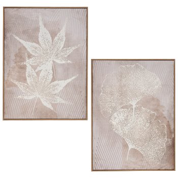Wandbild LEAVES in Rahmen, Gips, 2fa.so., 45x60x2,5cm, mandel