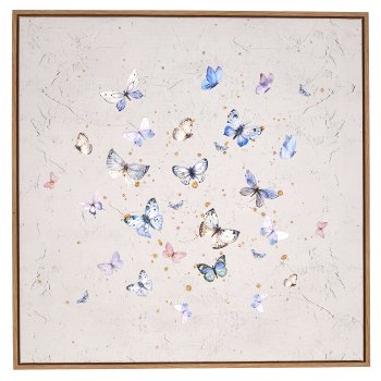 Canvas Wandbild BUTTERFLY in Rahmen, UV-Schutz, 2fa.so., 60x60x3cm, helllila