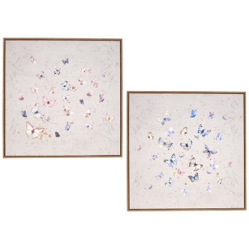 Canvas Wandbild BUTTERFLY in Rahmen, UV-Schutz, 2fa.so., 60x60x3cm, helllila
