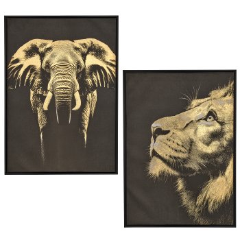 Canvas Wandbild ANIMALS in Rahmen, 2fa.so., 50x70x3cm, schwarz