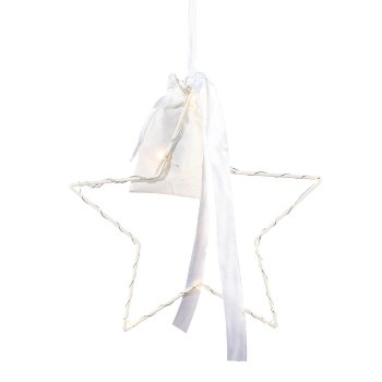 Metal Star Hanger with LED, 25x25cm, White