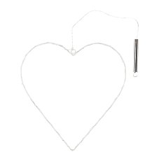 Metal Heart Hanger with LED Tube, 25x25cm, White