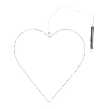 Metal Heart Hanger with LED Tube, 25x25cm, White