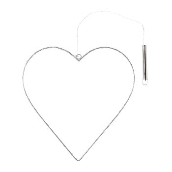 Metal Heart Hanger with LED Tube, 55x55cm, Silver