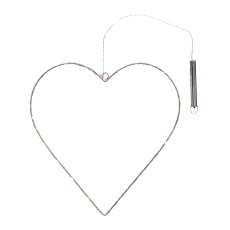 Metal Heart Hanger with LED Tube, 55x55cm, Silver