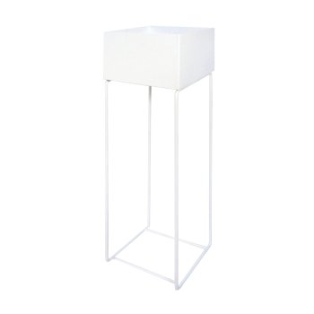 Metal Planter On Stand 2Pcs Set Ambiente, 25x80 / 22x75 cm, White