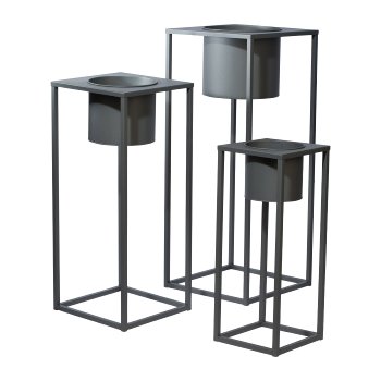 Metal Planter In Frame 3Erset Ambiente, 37x90 / 32x75 / 24x60cm, Grey