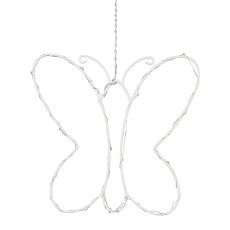 Metal Butterfly Hanger with 15 LED, 25x25cm, White