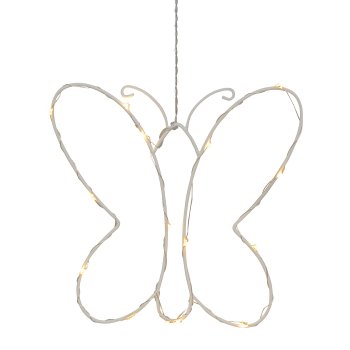 Metal Butterfly Hanger with 15 LED, 25x25cm, White