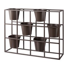 Metal Plant Room Divider with 6 Pots Mats, 65x17x52cm, Brown