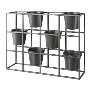 Metal Plant Room Divider with 6 Pots Mats, 65x17x52cm, Grey