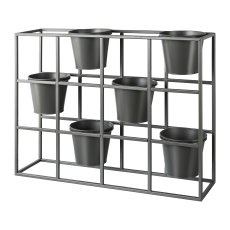 Metal Plant Room Divider with 6 Pots Mats, 65x17x52cm, Grey