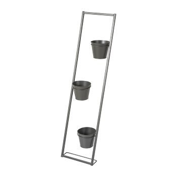 Metal Planting Ladder Frame For Places with 3 Pots, 25x13x100cm, Grey