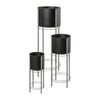 Metal Stand with Cachepot Vulturo set of 3, 52x19x19/67x25x25/89x28x28cm,