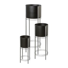 Metal Stand with Cachepot Vulturo set of 3, 52x19x19/67x25x25/89x28x28cm,