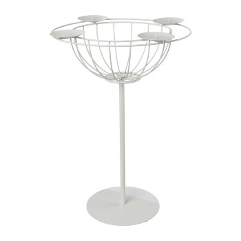 Metal Candle Holder Basket On Foot For 4 x Candles, 40x60 cm, White