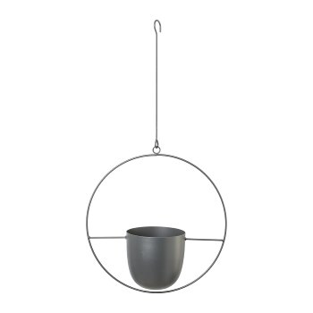 Metal Planter Hanger In Frame Round Frame, 34x14x34cm, Grey