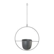 Metal Planter Hanger In Frame Round Frame, 34x14x34cm, Grey