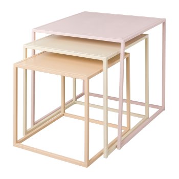 Metal Side Table 3Erset Color, 45x45x45/40x40x40/35x35x35cm, Pink