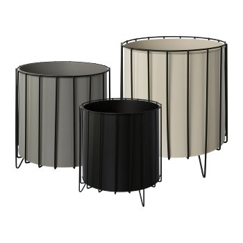 Metall Übertopf in Rahmenfassung 3erSet COLOR, 27x33/24x28/21x24cm,grau