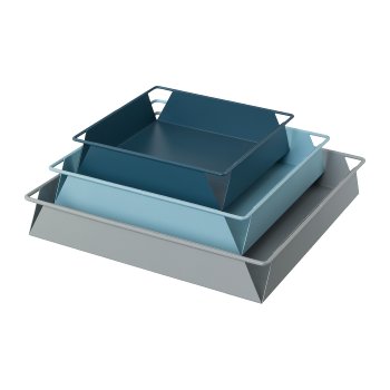 Metal Tray 3Erset Color, 31x31x5/26x26x5/21x21x5cm, Blue, 3/Set