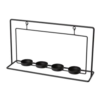 Metal Tealight Holder 4Er In Frame, 35x9,5x20,5cm, Black