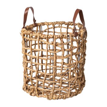 Bananenblatt Korb 3erSet m.Lederhenkel, 41x41x38/34x34x34/27x27x28cm,