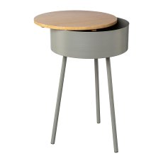 Metal Side Table with Wooden Cover Trelleborg, 32x32x50cm, Grey