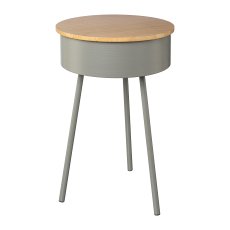 Metal Side Table with Wooden Cover Trelleborg, 32x32x50cm, Grey