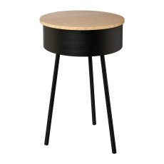 Metal Side Table with Wooden Cover Trelleborg, 32x32x50cm, Black