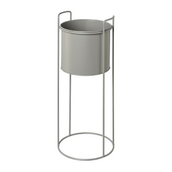 Metall Übertopf TRELLEBORG auf Ständer 3erSet, 19x50/23x65/28x80cm, grau