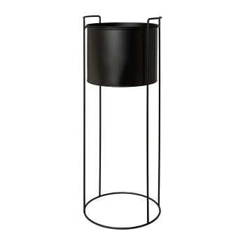 Metal planter TRELLEBORG, on rack, set of 3, 19x50/23x65/28x80cm, black