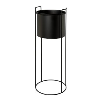 Metal planter TRELLEBORG, on rack, set of 3, 19x50/23x65/28x80cm, black