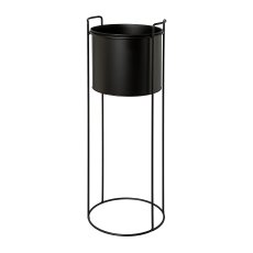 Metal planter TRELLEBORG, on rack, set of 3, 19x50/23x65/28x80cm, black