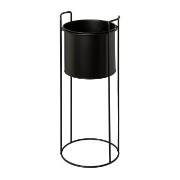 Metal planter TRELLEBORG, on rack, set of 3, 19x50/23x65/28x80cm, black