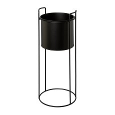 Metal planter TRELLEBORG, on rack, set of 3, 19x50/23x65/28x80cm, black