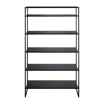 Metal shelf with 5 shelves, 120x40x200cm, 20cm perforation, black, knock down