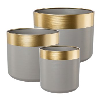 Metall Übertopf 3erSet GOLDEN WINTER, 20x20x20/24x24x22/29x29x23cm,
