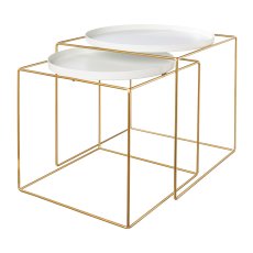 Metal side table, set of 2, GOLDEN WINTER,