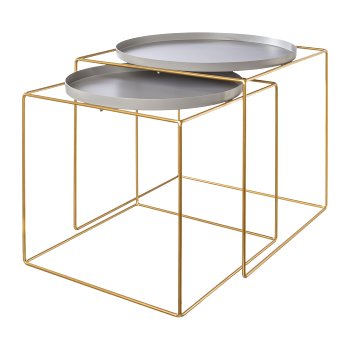 Metal side table set of 2, GOLDEN WINTER,