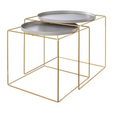 Metal side table set of 2, GOLDEN WINTER,